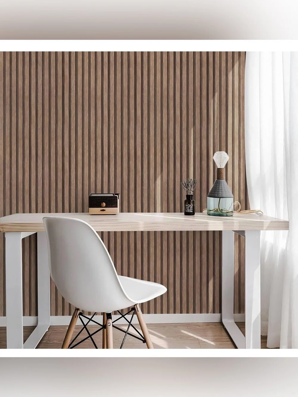Light Tan Wood Peel and Stick Wall Panel - Self-Adhesive. Live show background